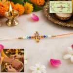 Lord Krishna Designer Rakhi with Colorful Beads (1 Pc) - Image 2