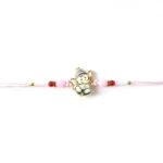 Cute Ganesha Designer Rakhi with Pink and Red Beads (1 Pc) - Image 2