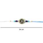 Om Designer Rakhi with Blue Beads (1 Pc) - Image 4