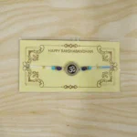 Om Designer Rakhi with Blue Beads (1 Pc) - Image 5