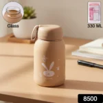 Cute Bunny Print Glass Drinking Bottle (330ML / 1 Pc, Mix Color) - Image 4