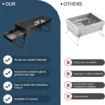 Folding Portable Barbeque BBQ Grill Set for Outdoor and Home - Image 2