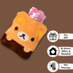 Brown Panda Print Small Hot Water Bag with Cover for Pain - Image 6