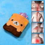 Brown Panda Print Small Hot Water Bag with Cover for Pain - Image 8