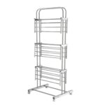 3 Layer Foldable Stainless Steel Cloth Drying Stand with Wheels - Image 5