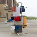 3 Layer Foldable Stainless Steel Cloth Drying Stand with Wheels - Image 4