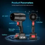 High-Power Cordless Leaf Blower Fan with Rechargeable Battery (1 Pc) - Image 6