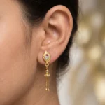 Traditional Gold Plated Casting Chain Drop Earrings for Women Ethnic Wear - Image 2