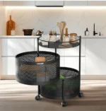 Metal Round High Quality Kitchen Trolley with Wheels (3 Layer / 1 Pc) - Image 4