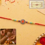 Om Designer Rakhi with Multicolor Beads (1 Pc) - Image 2