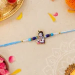 Lord Krishna Designer Rakhi with Blue Beads (1 Pc) - Image 3
