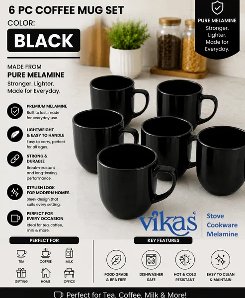 VIKAS COFFE MUG SET OF 6 PIECES WHITE