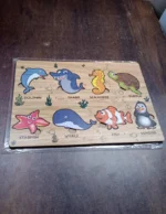Seawater Animal Wooden Puzzle Learning Educational Board (1 Set) - Image 2