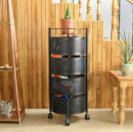 Round 4-Layer Kitchen Trolley with Rust-Resistant Mesh Baskets & 360° Swivel Wheels - Image 2