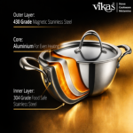 Vikas Triply Kadai with Lid Heavy Duty Cooking Kadai - Image 3
