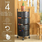 Round 4-Layer Kitchen Trolley with Rust-Resistant Mesh Baskets & 360° Swivel Wheels - Image 5