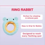 Truzo Toys Ring Rabbit Baby Teether | Soft Silicone & Wooden Teething Ring Infants - Image 6