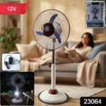 OMEGA 12V Rechargeable Pedestal Fan with LED Light (1 Pc) - Image 3