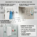 Premium Wall Mounted Metal Multi Hook Rack (1 Pc) - Image 4
