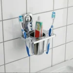 Premium Stainless Steel Wall Mounted Toothbrush Holder with Toothpaste Slot