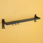 Wall Mounted Stainless Steel Towel Rod with Hooks Space Saving Bathroom Organizer - Image 2