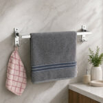 Wall Mounted Stainless Steel Towel Rod with Hooks Space Saving Bathroom Organizer - Image 5