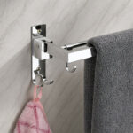 Wall Mounted Stainless Steel Towel Rod with Hooks Space Saving Bathroom Organizer - Image 7
