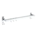 Wall Mounted Stainless Steel Towel Rod with Hooks Space Saving Bathroom Organizer - Image 8