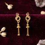 Gold-Plated Traditional Casting Chain Drop Earrings with Ruby and AD Stones - Image 5